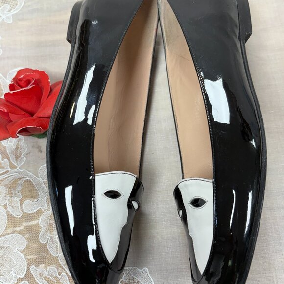 Stuart Weitzman-Women-PW32176-Black/White Patent leather Shoes.Sz-6M.Spain.Used. - Picture 2 of 11